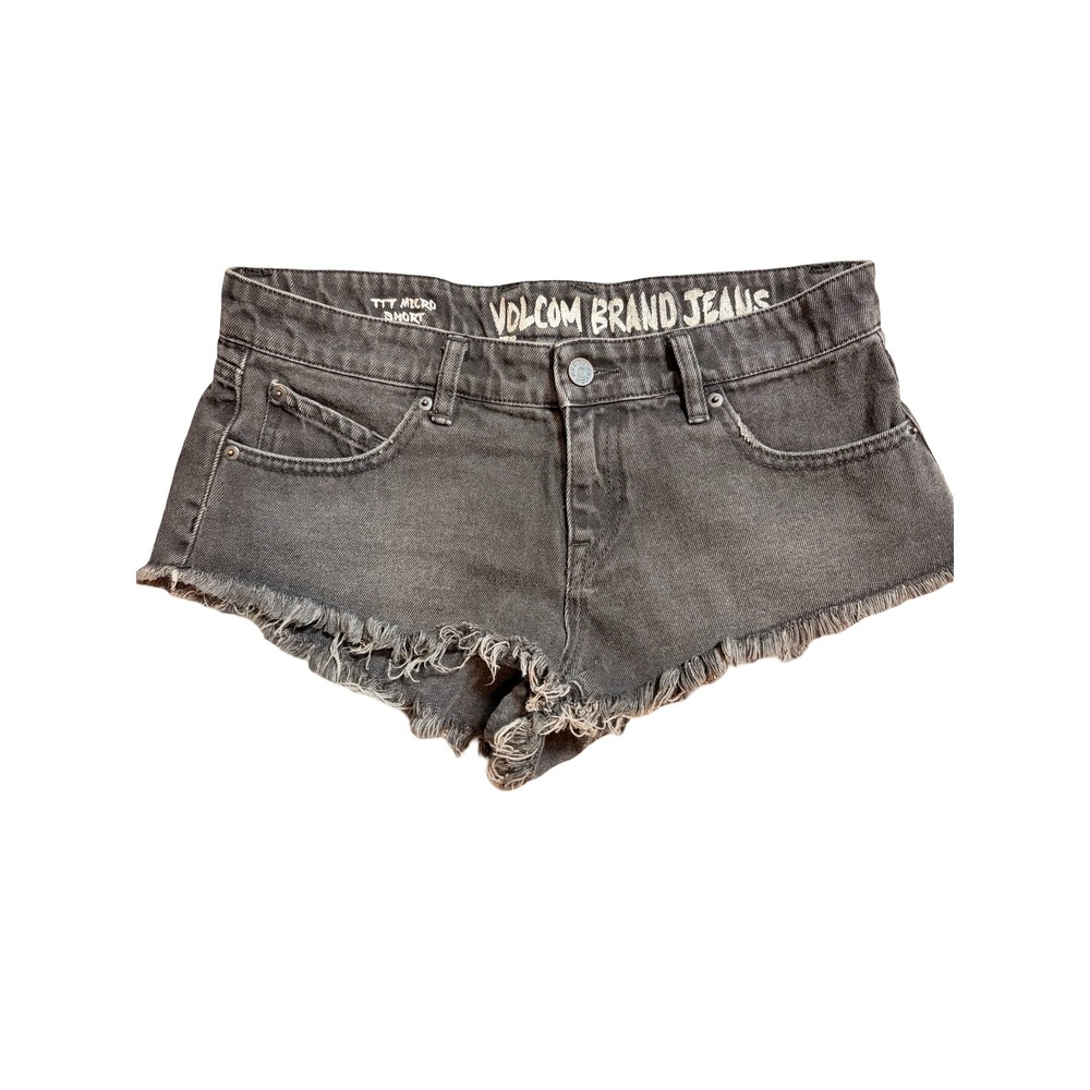 Volcom TTT Micro Short Denim Cut Off Shorts Womens 5 27 Waist Faded Black
